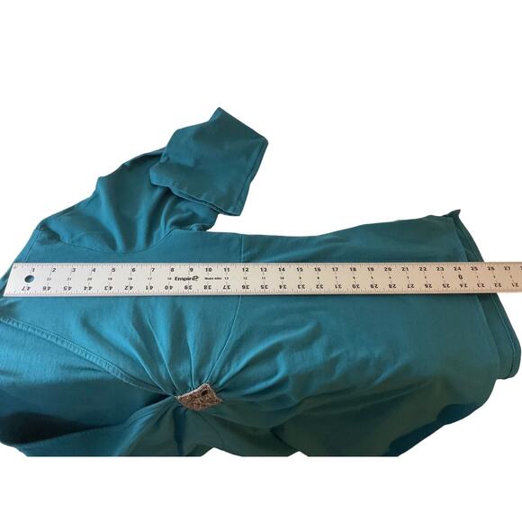 Nicki Nicole Miller Women's XXL Teal Blue Blouse Long Sleeve Center Jewel - Picture 5 of 11